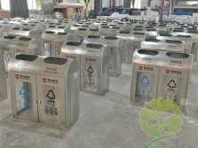 西安地鐵站透明不銹鋼分類垃圾桶